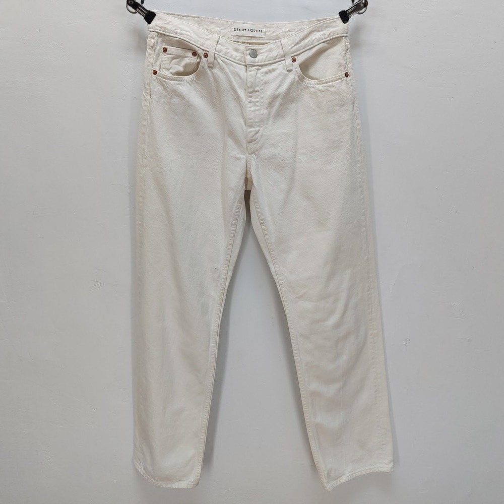 Denim Forum Iggy Baggy Jeans Women's Size 26 Ecru 90s Lo-Rise Organic Cotton